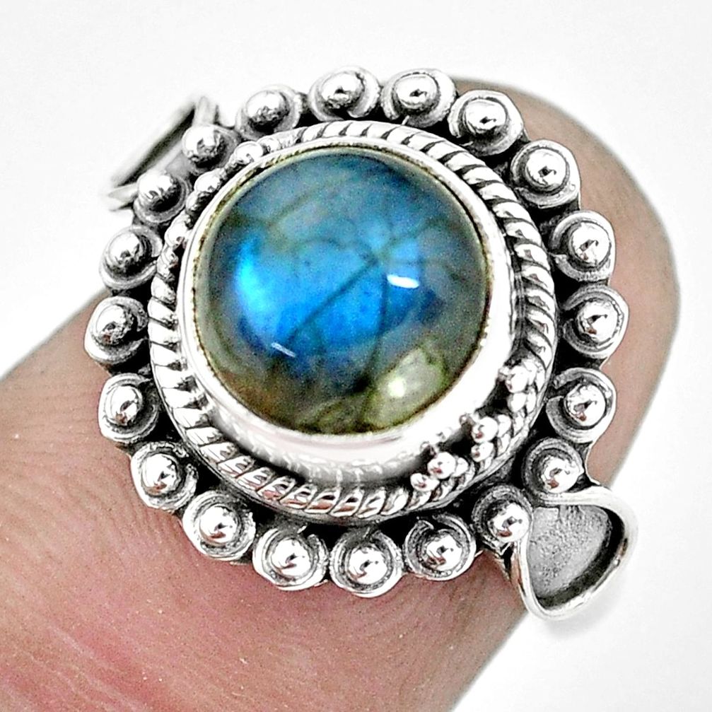 blue labradorite 925 silver solitaire ring jewelry size 6 p57663