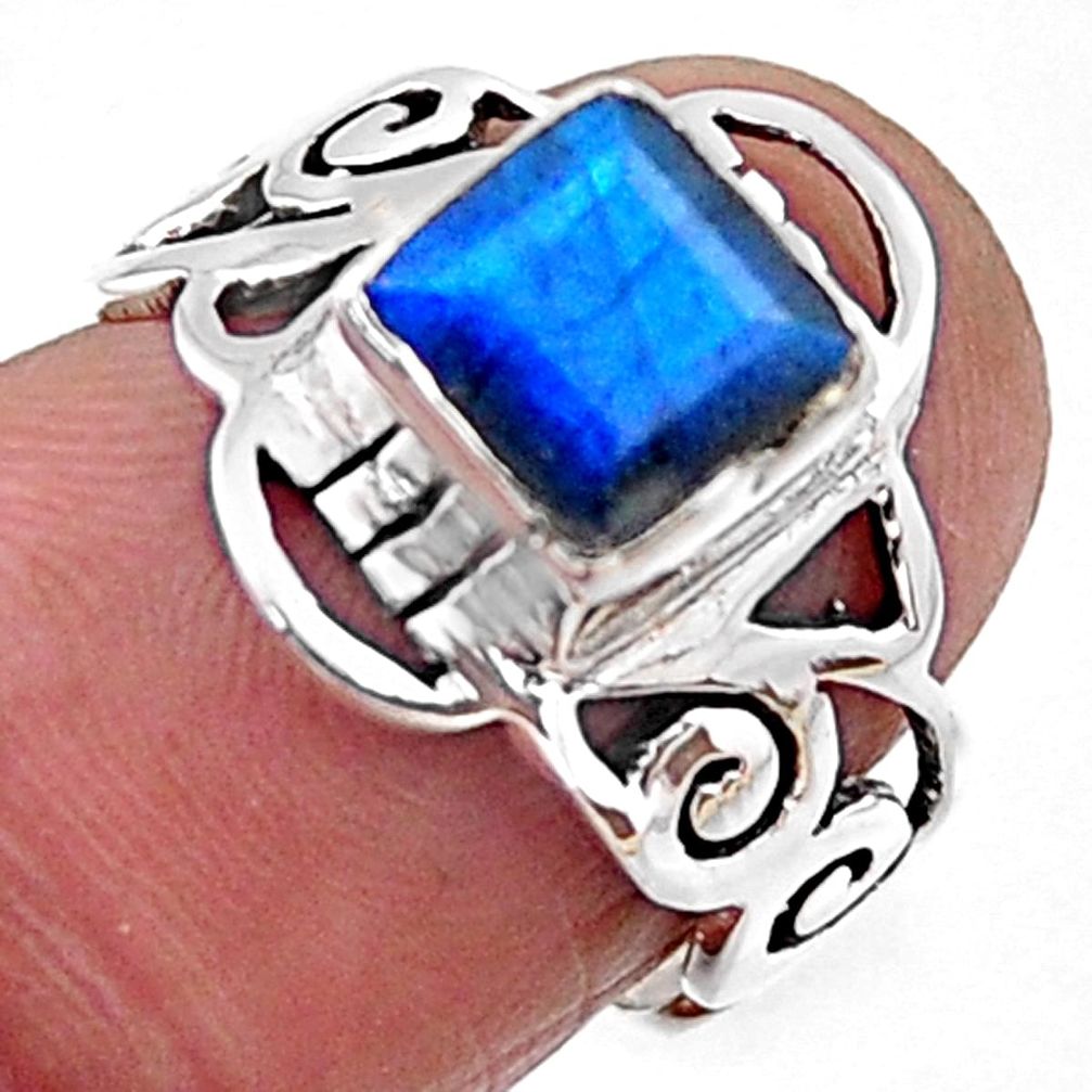 2.71cts natural blue labradorite 925 silver solitaire ring jewelry size 6 r54440