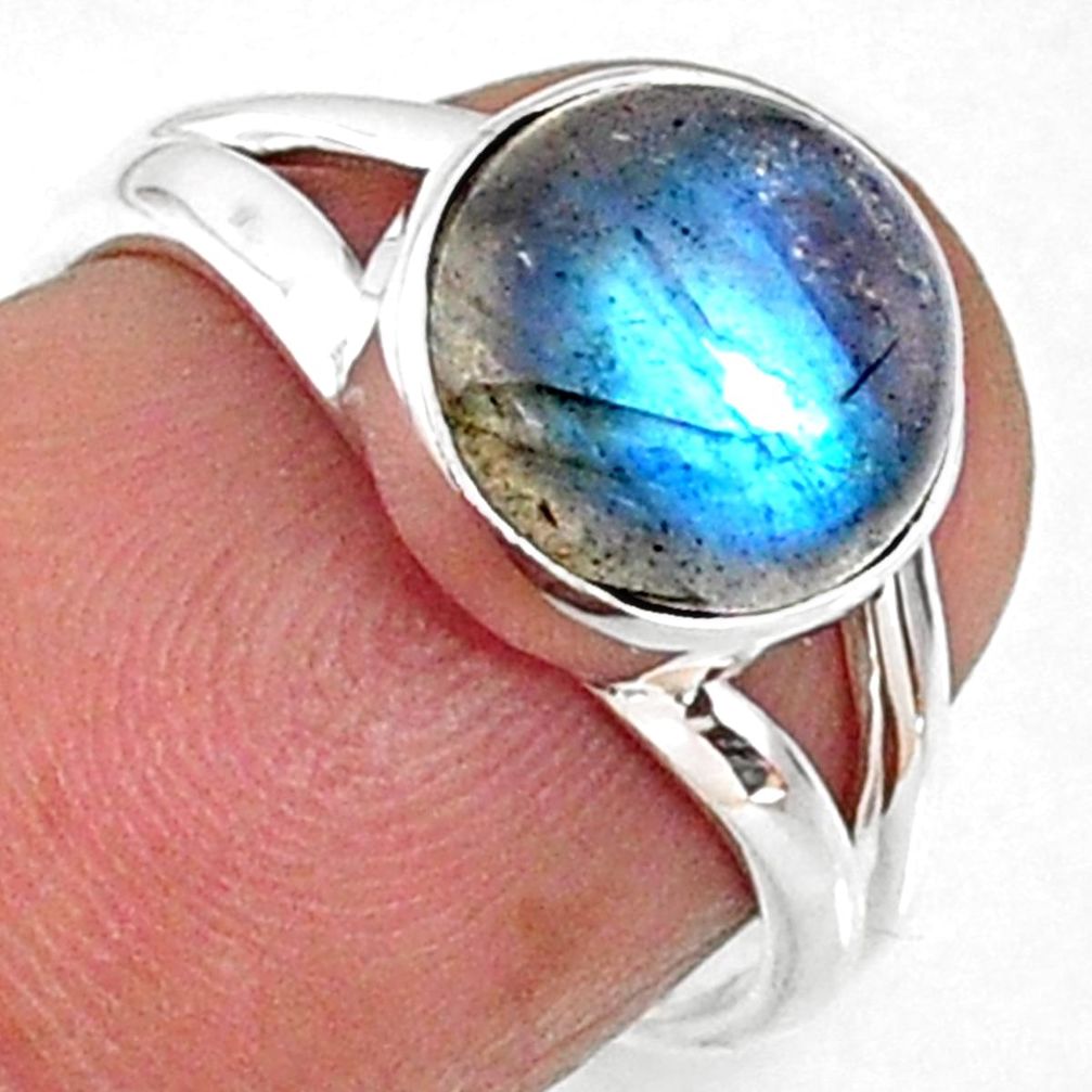 4.24cts natural blue labradorite 925 silver solitaire ring jewelry size 6 r66360