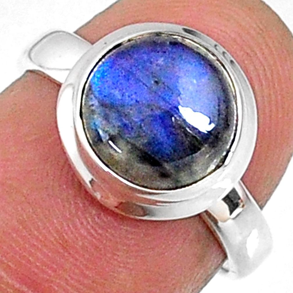 4.24cts natural blue labradorite 925 silver solitaire ring jewelry size 6 r66380