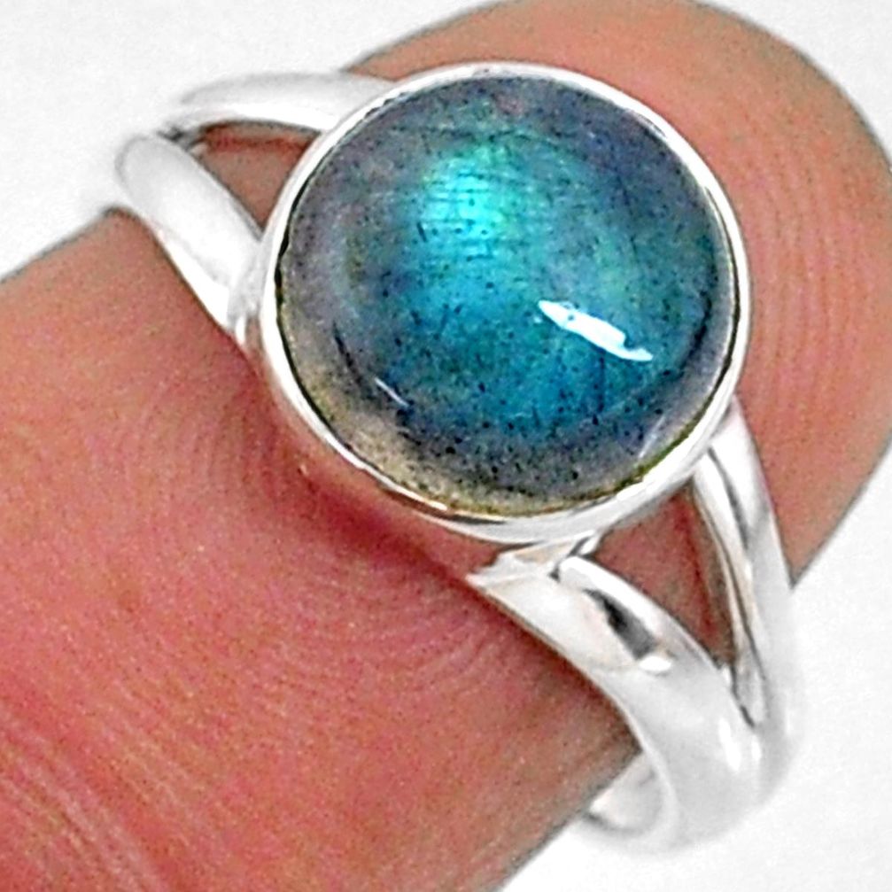 4.24cts natural blue labradorite 925 silver solitaire ring jewelry size 6 r66382