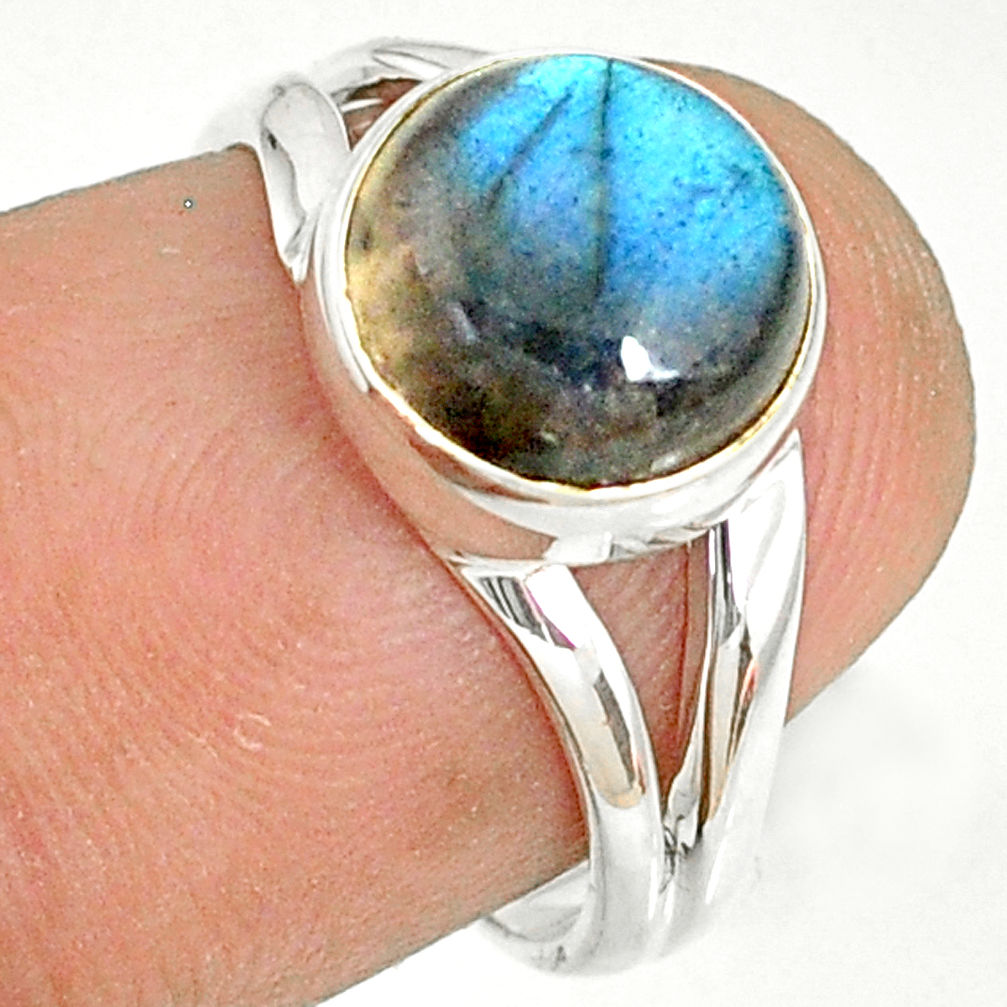 4.86cts natural blue labradorite 925 silver solitaire ring jewelry size 6 r76817