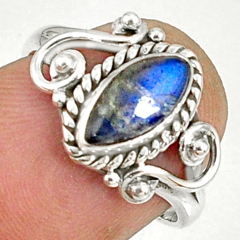 2.46cts natural blue labradorite silver solitaire handmade ring size 6 r82137