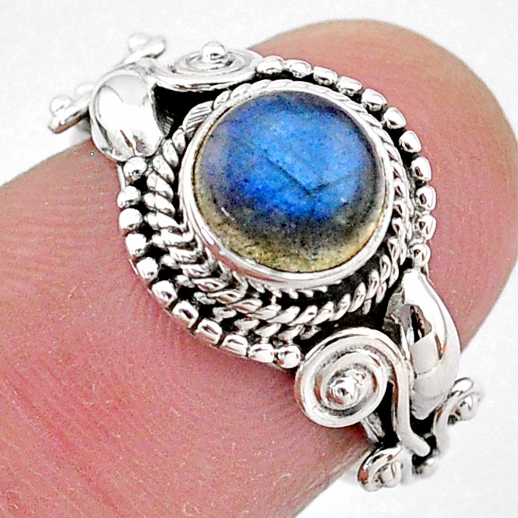 2.53cts natural blue labradorite 925 silver solitaire ring jewelry size 6 t2104