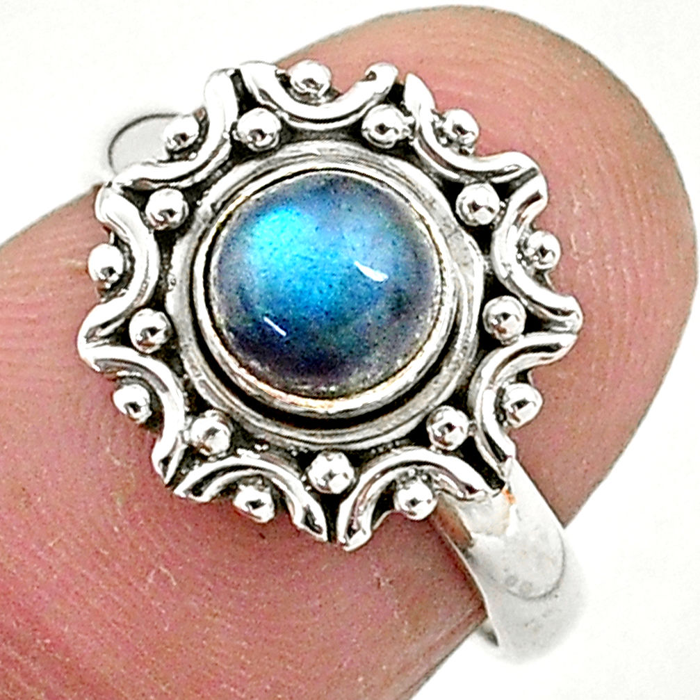 1.10cts natural blue labradorite 925 silver solitaire ring jewelry size 6 t4574