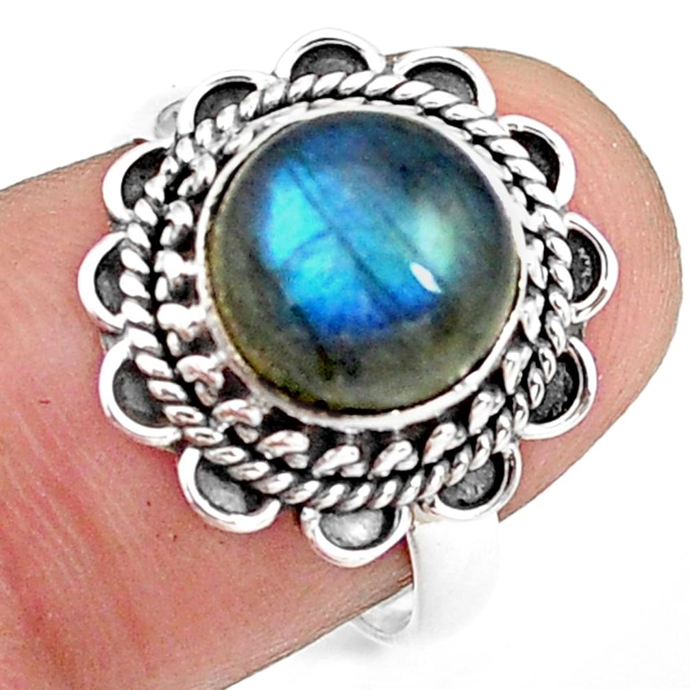 4.82cts natural blue labradorite 925 silver solitaire ring jewelry size 7 p78810