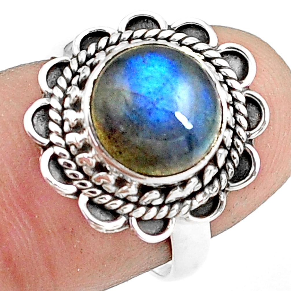 blue labradorite 925 silver solitaire ring jewelry size 7 p78837
