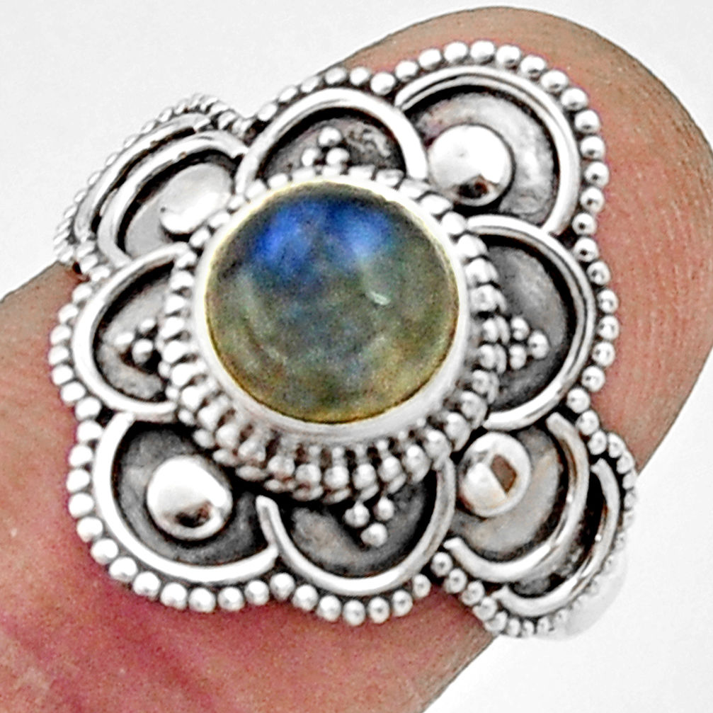 2.53cts natural blue labradorite 925 silver solitaire ring jewelry size 7 r22487