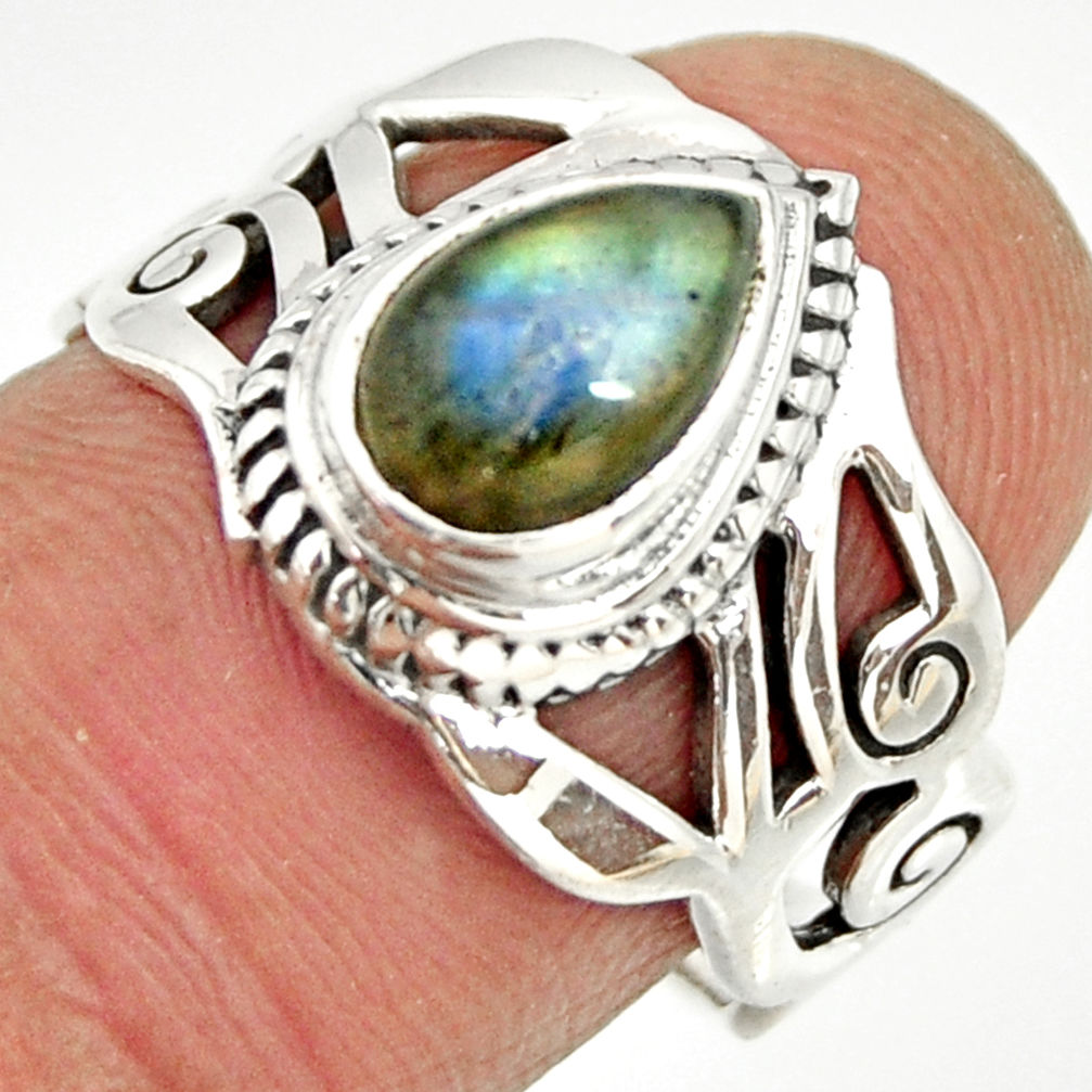 2.56cts natural blue labradorite 925 silver solitaire ring jewelry size 7 r26251