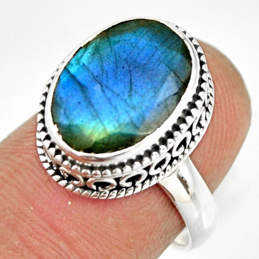 7.07cts natural blue labradorite 925 silver solitaire ring jewelry size 7 r26307