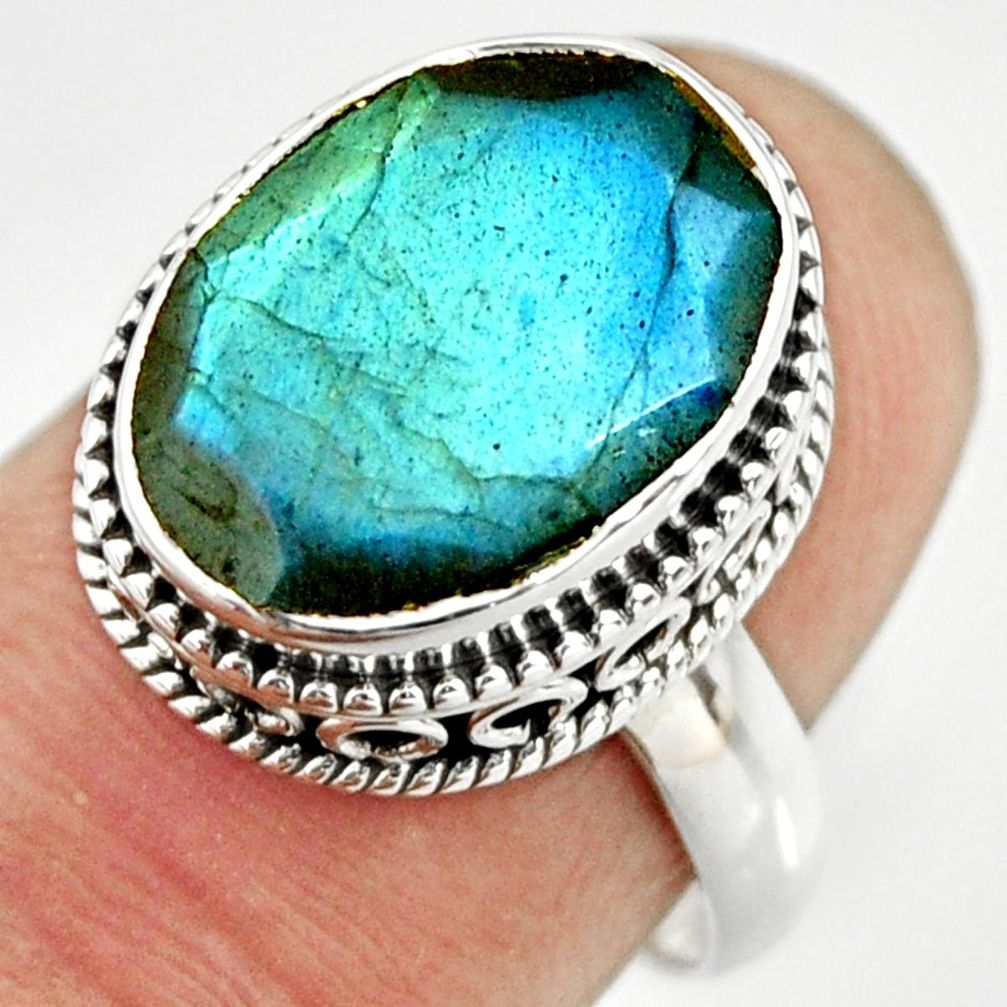 6.46cts natural blue labradorite 925 silver solitaire ring jewelry size 7 r26310