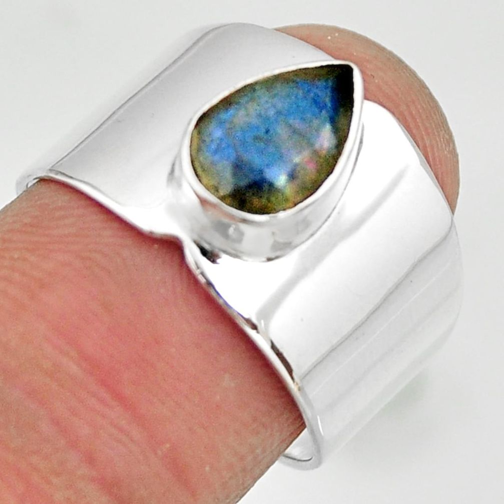 2.22cts natural blue labradorite 925 silver solitaire ring jewelry size 7 r26830