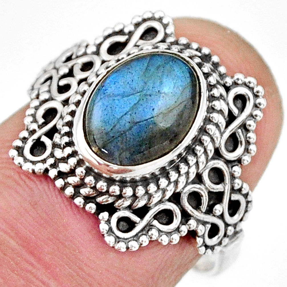 3.11cts natural blue labradorite 925 silver solitaire ring jewelry size 7 r27000