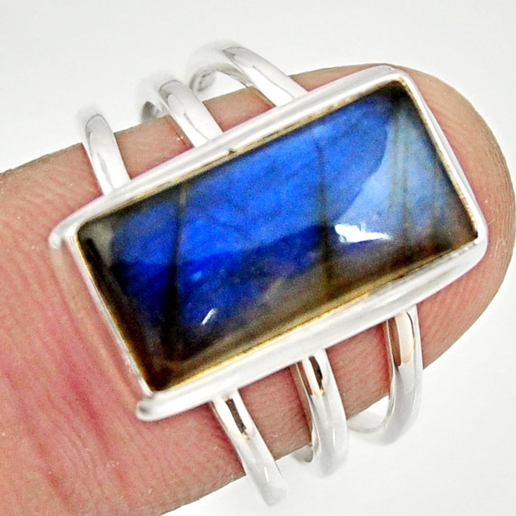 6.59cts natural blue labradorite 925 silver solitaire ring jewelry size 7 r27132