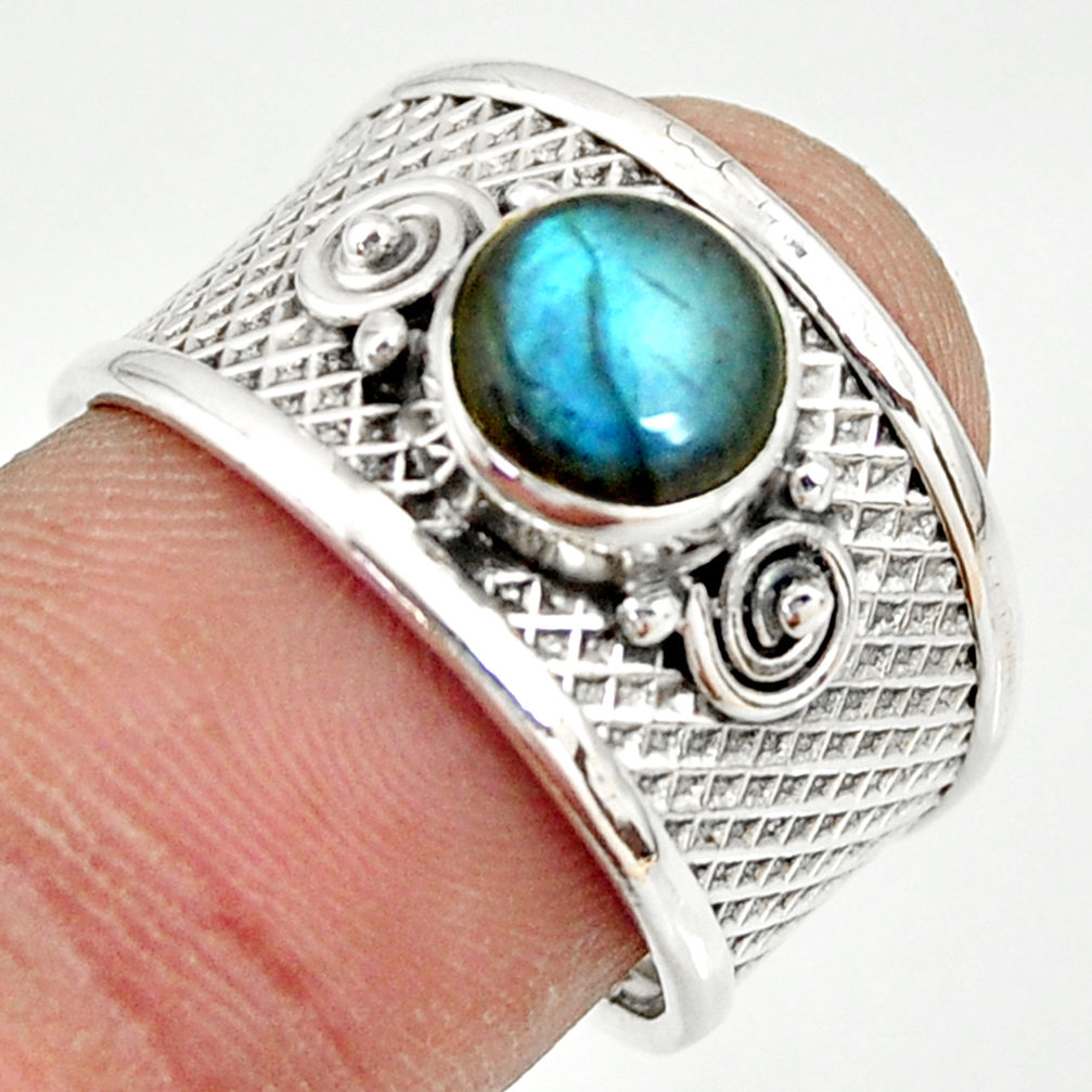2.25cts natural blue labradorite 925 silver solitaire ring jewelry size 7 r34678