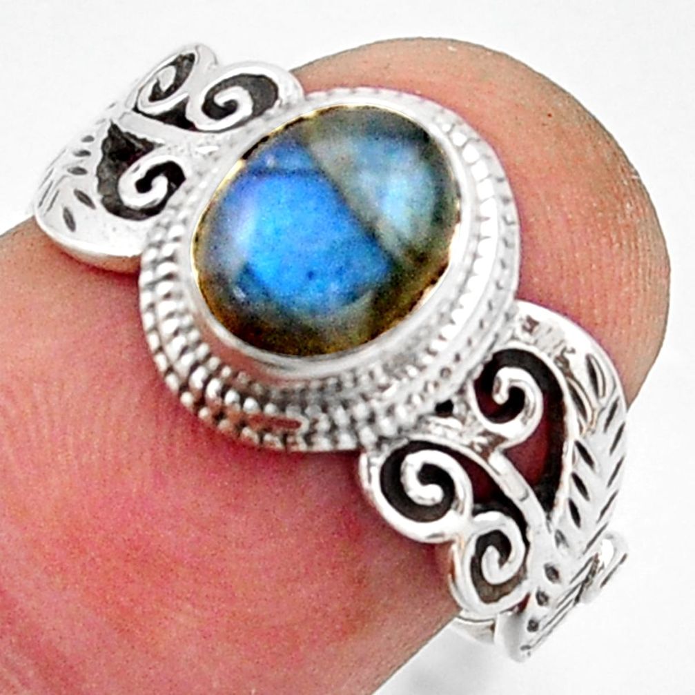 2.01cts natural blue labradorite 925 silver solitaire ring jewelry size 7 r40976