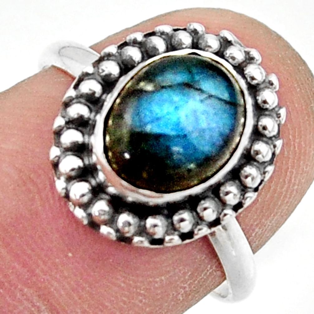 3.05cts natural blue labradorite 925 silver solitaire ring jewelry size 7 r41451