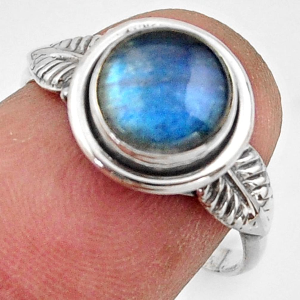 2.96cts natural blue labradorite 925 silver solitaire ring jewelry size 7 r41550