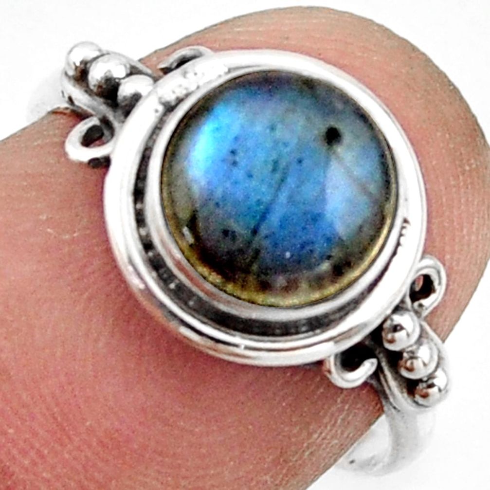 3.42cts natural blue labradorite 925 silver solitaire ring jewelry size 7 r41590