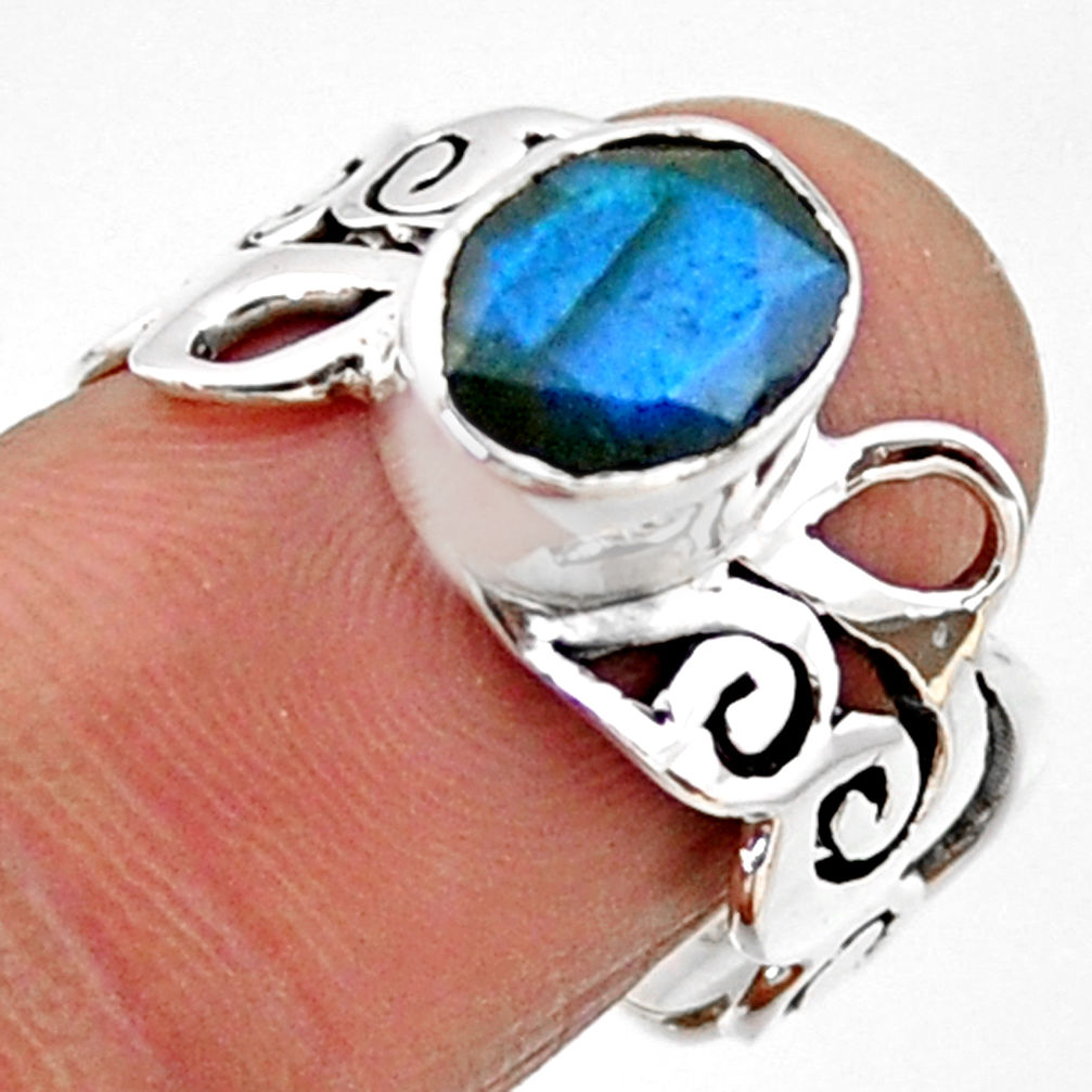 3.01cts natural blue labradorite 925 silver solitaire ring jewelry size 7 r54700