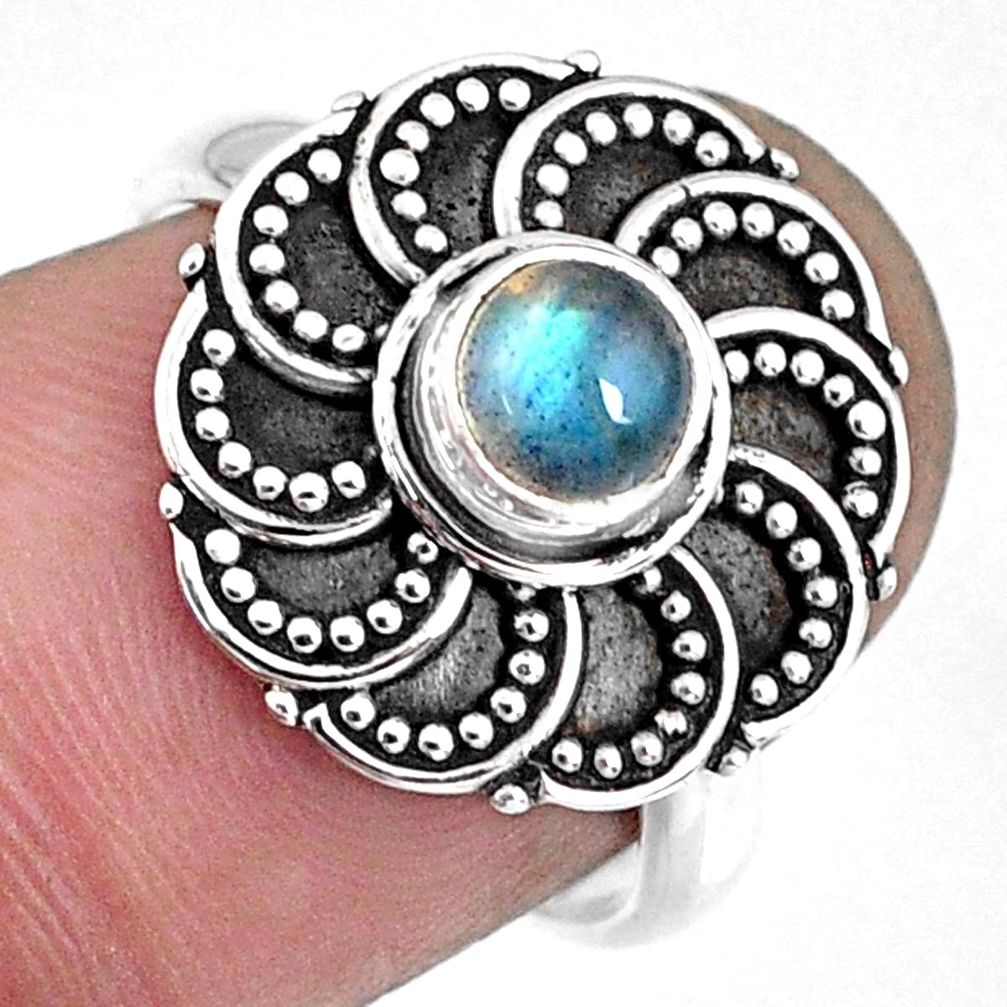 0.90cts natural blue labradorite 925 silver solitaire ring jewelry size 7 r57897