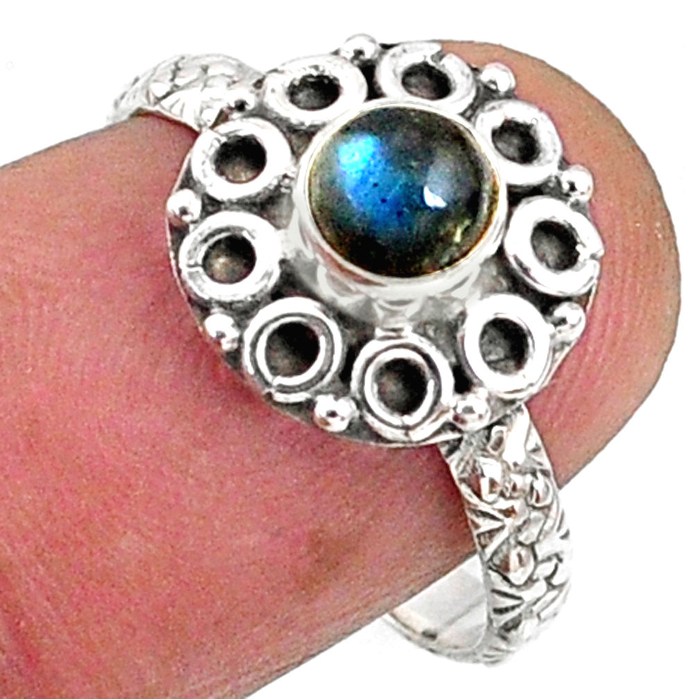 1.01cts natural blue labradorite 925 silver solitaire ring jewelry size 7 r64797