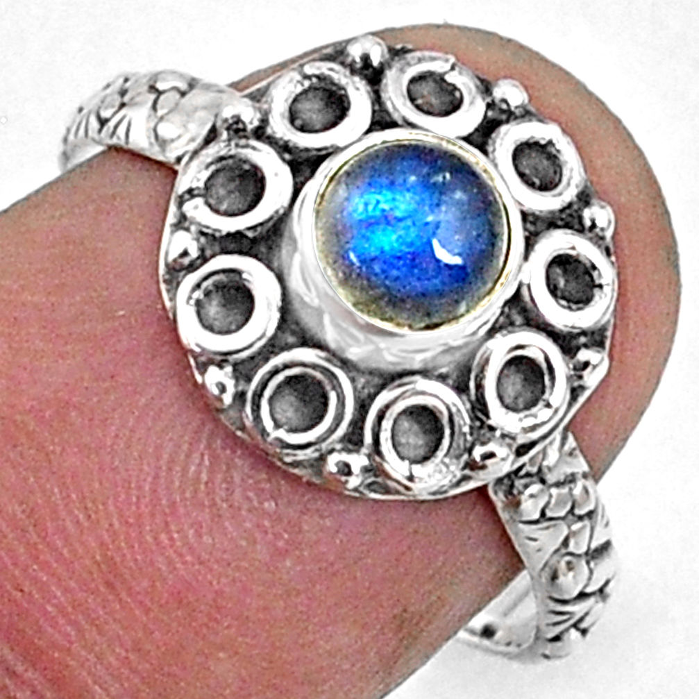 0.86cts natural blue labradorite 925 silver solitaire ring jewelry size 7 r64831