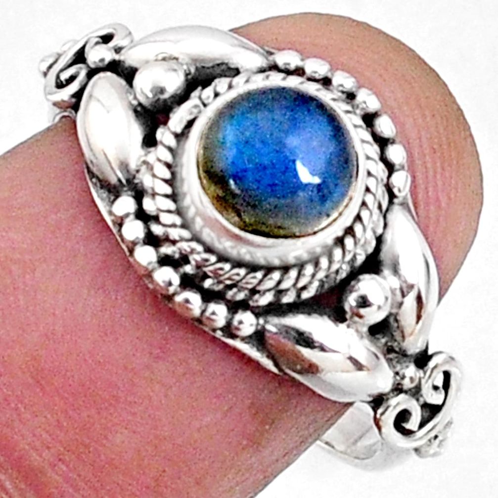 1.30cts natural blue labradorite 925 silver solitaire ring jewelry size 7 r64851