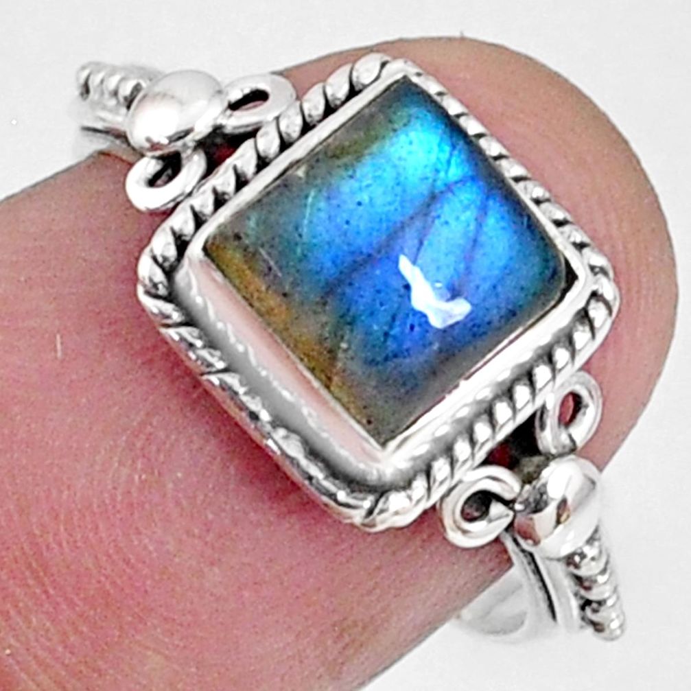 3.32cts natural blue labradorite 925 silver solitaire ring jewelry size 7 r64896