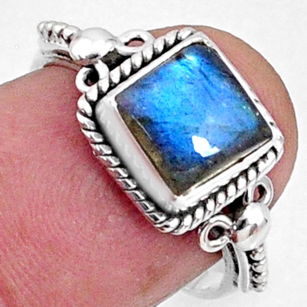 2.27cts natural blue labradorite 925 silver solitaire ring jewelry size 7 r64912