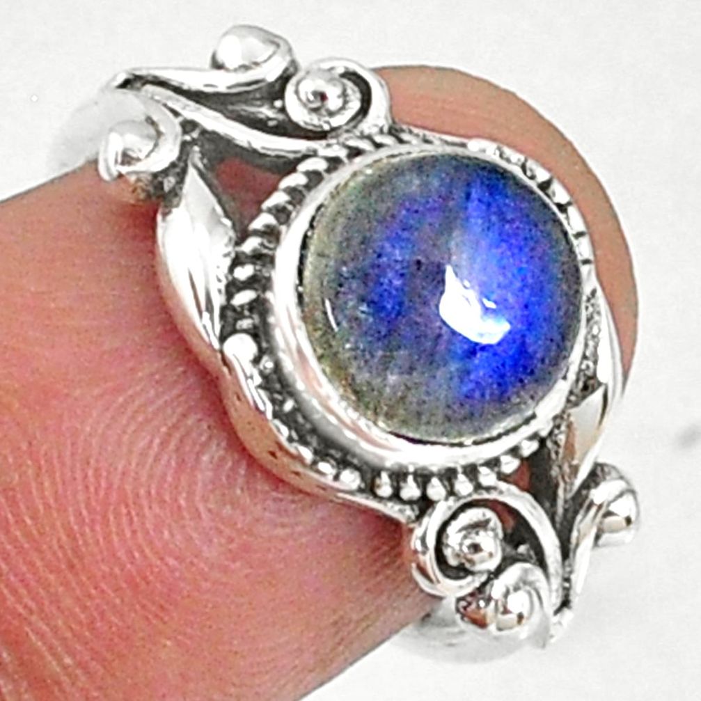 3.22cts natural blue labradorite 925 silver solitaire ring jewelry size 7 r68671