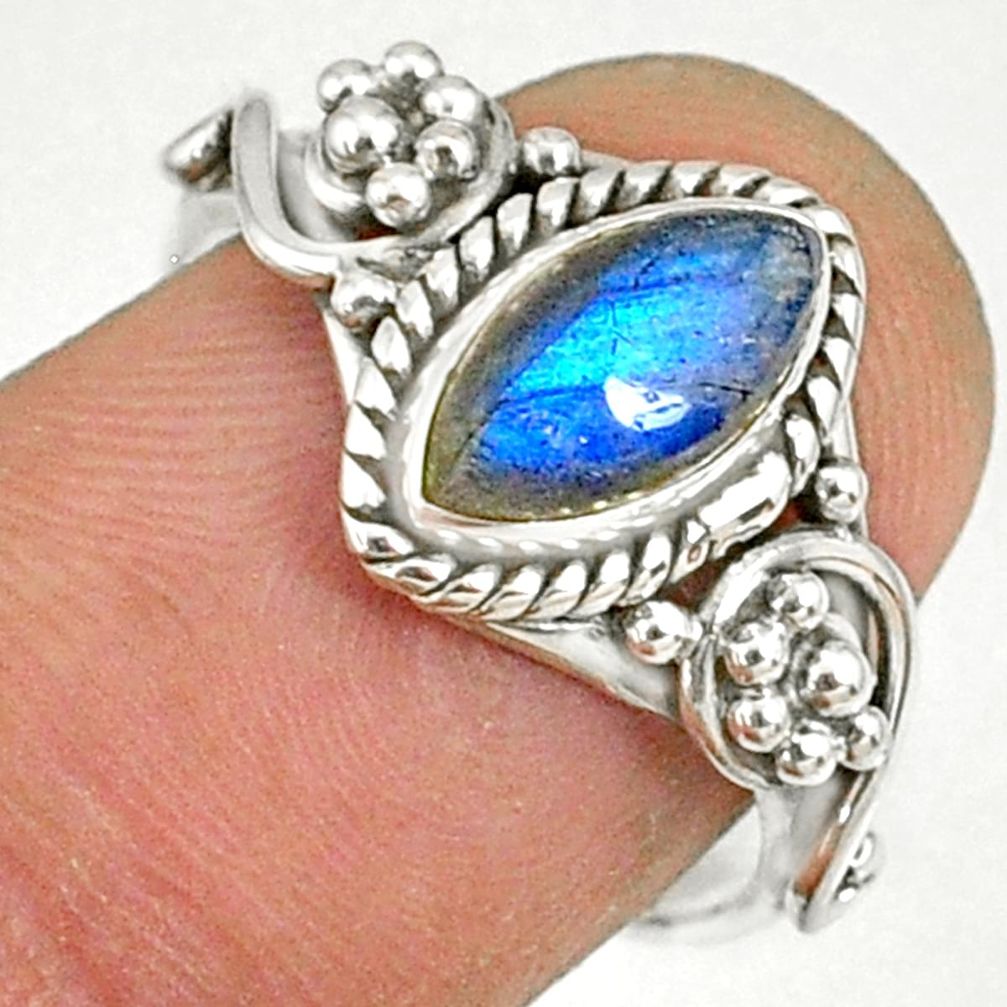 2.41cts natural blue labradorite silver solitaire handmade ring size 7 r82138