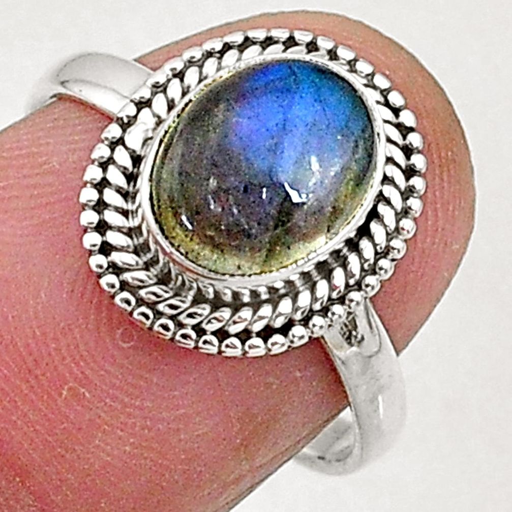 3.05cts natural blue labradorite 925 silver solitaire ring jewelry size 7 t5083
