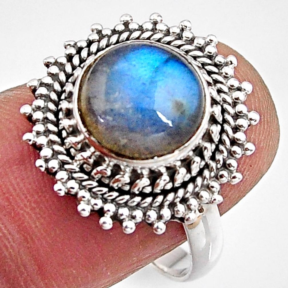 4.68cts natural blue labradorite 925 silver solitaire ring jewelry size 8 p90941