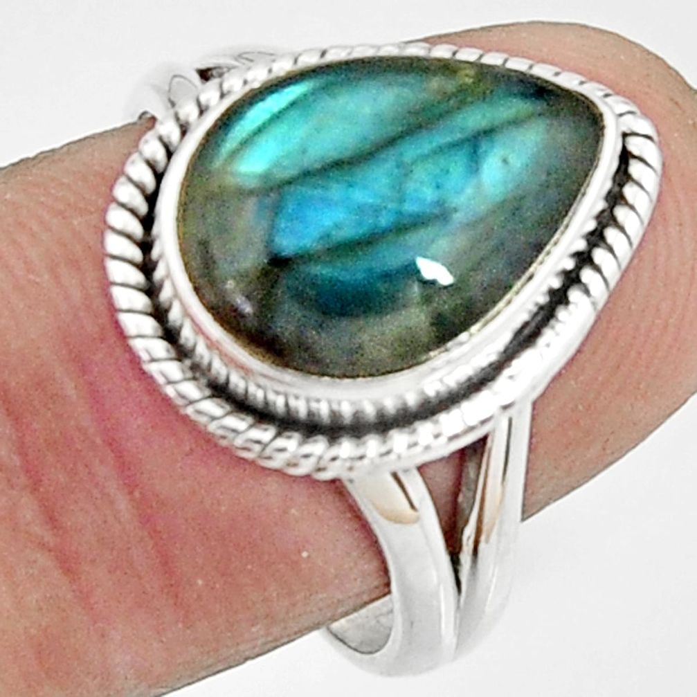 6.31cts natural blue labradorite 925 silver solitaire ring jewelry size 8 r22122