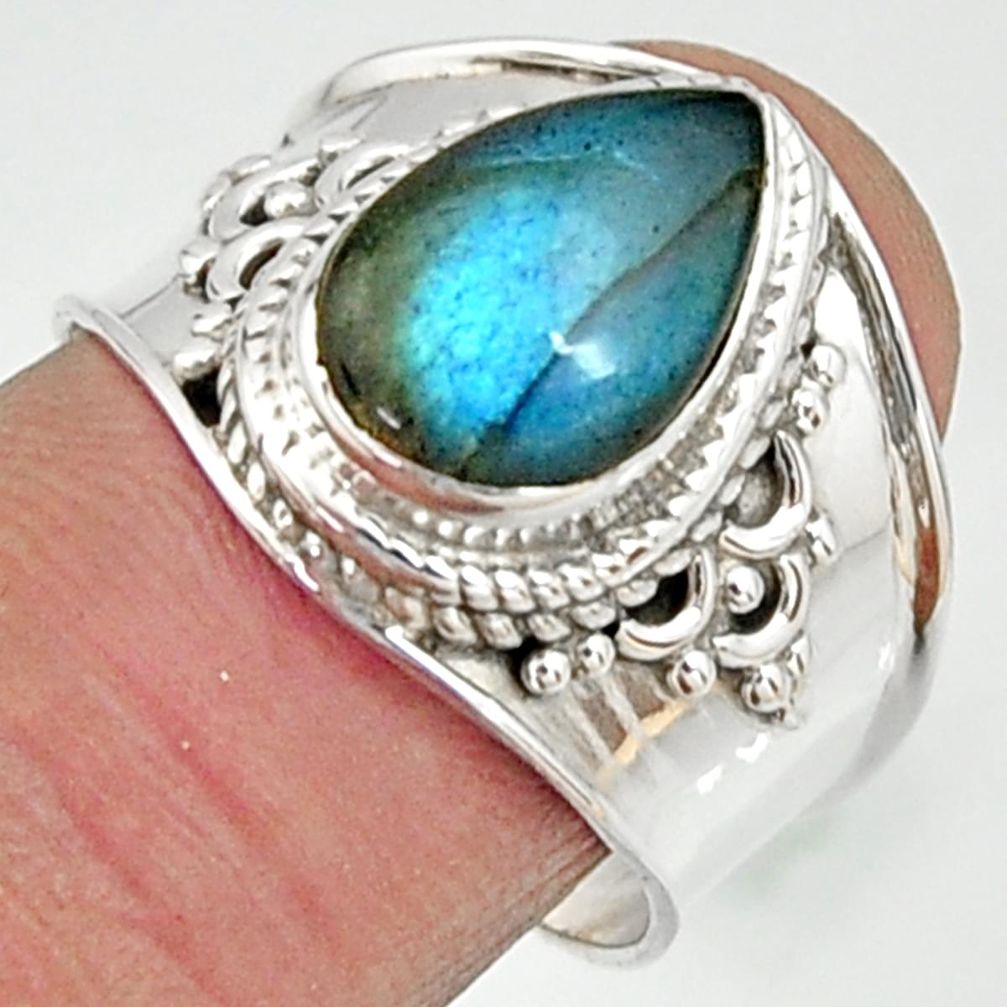 4.52cts natural blue labradorite 925 silver solitaire ring jewelry size 8 r22616