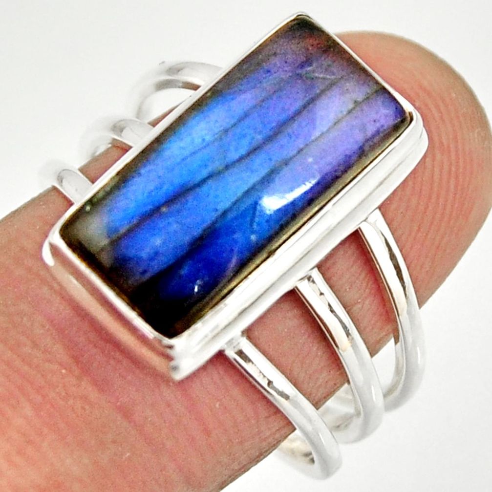 6.74cts natural blue labradorite 925 silver solitaire ring jewelry size 8 r27139