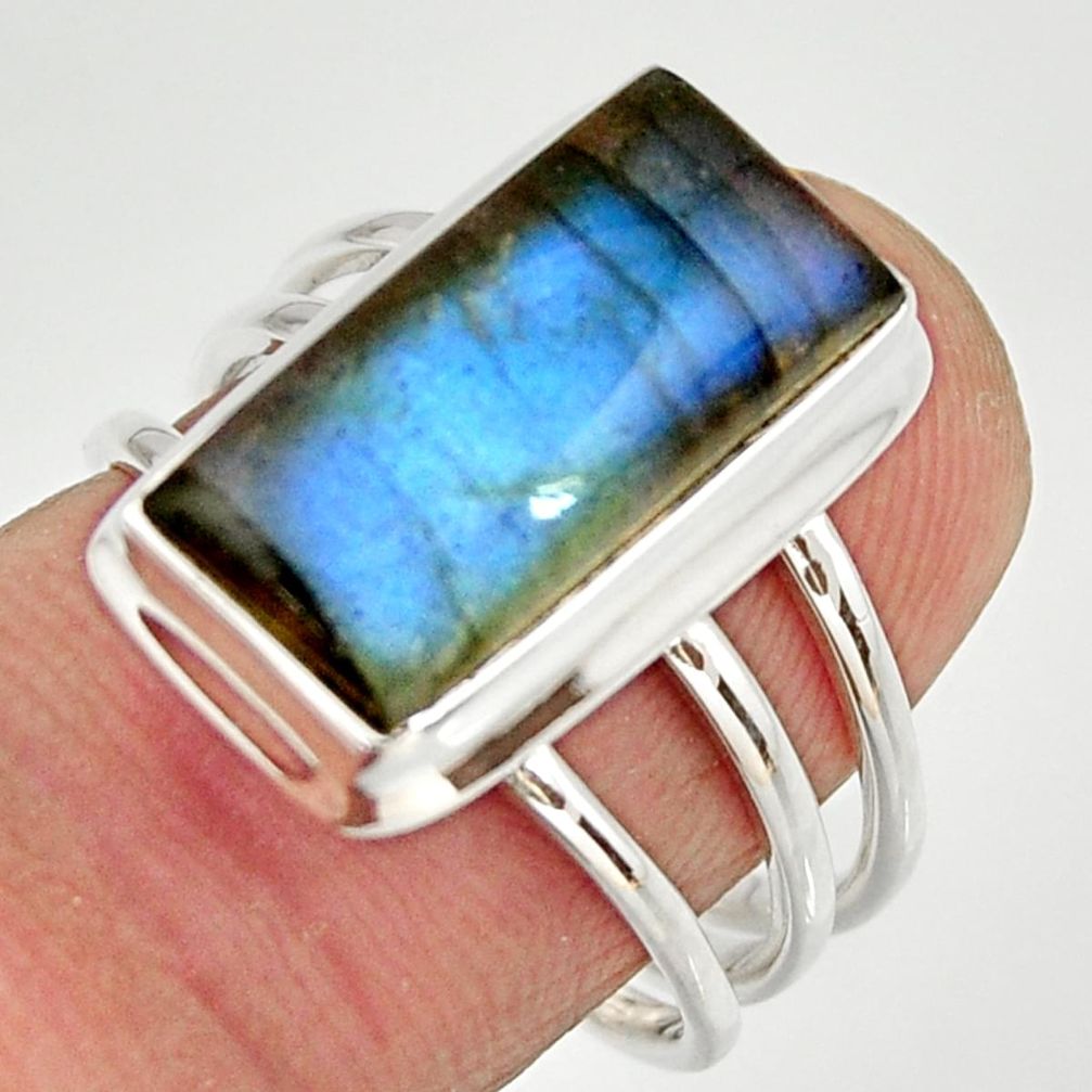 6.56cts natural blue labradorite 925 silver solitaire ring jewelry size 8 r27140