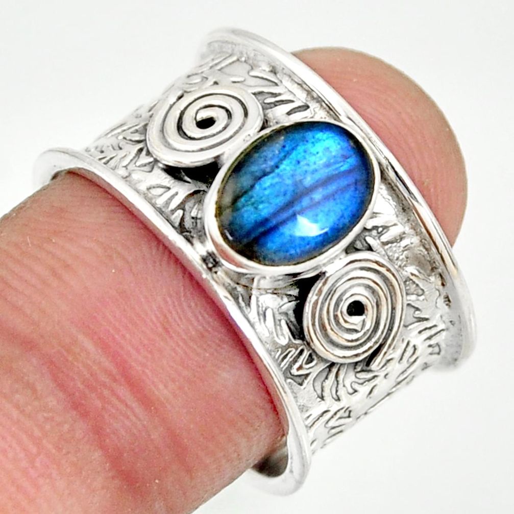 2.12cts natural blue labradorite 925 silver solitaire ring jewelry size 8 r34697