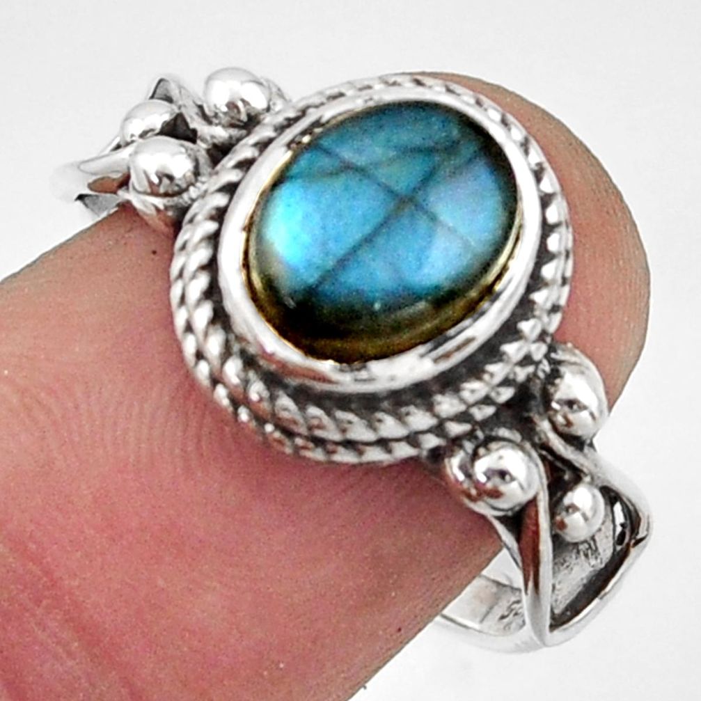 3.53cts natural blue labradorite 925 silver solitaire ring jewelry size 8 r40957