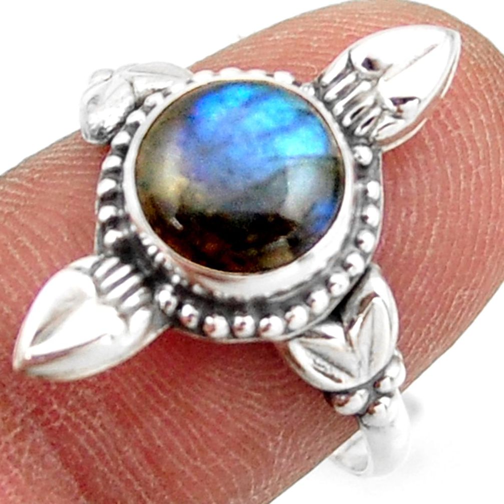 2.90cts natural blue labradorite 925 silver solitaire ring jewelry size 8 r41436