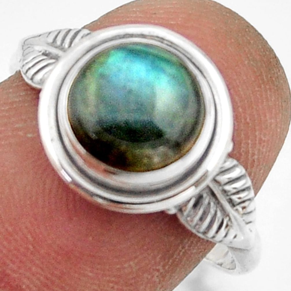2.98cts natural blue labradorite 925 silver solitaire ring jewelry size 8 r41516