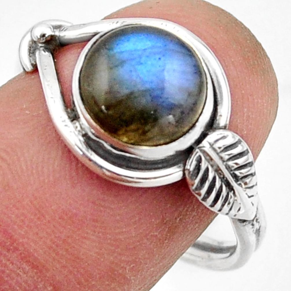 3.05cts natural blue labradorite 925 silver solitaire ring jewelry size 8 r41549