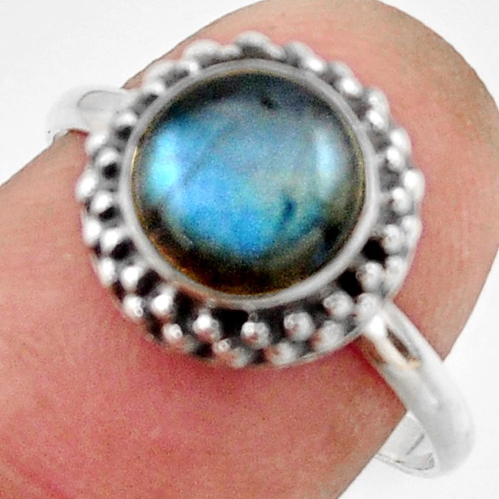 2.92cts natural blue labradorite 925 silver solitaire ring jewelry size 8 r41551