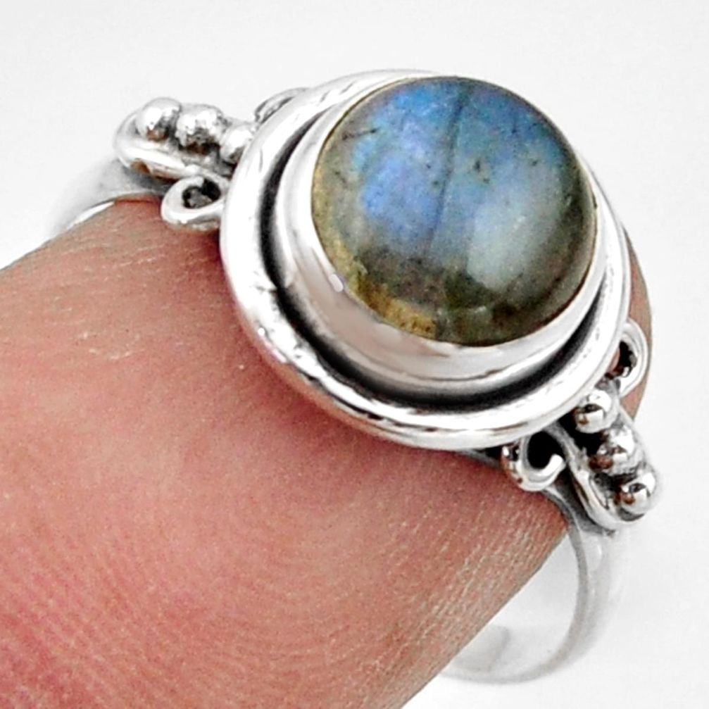 3.17cts natural blue labradorite 925 silver solitaire ring jewelry size 8 r41589