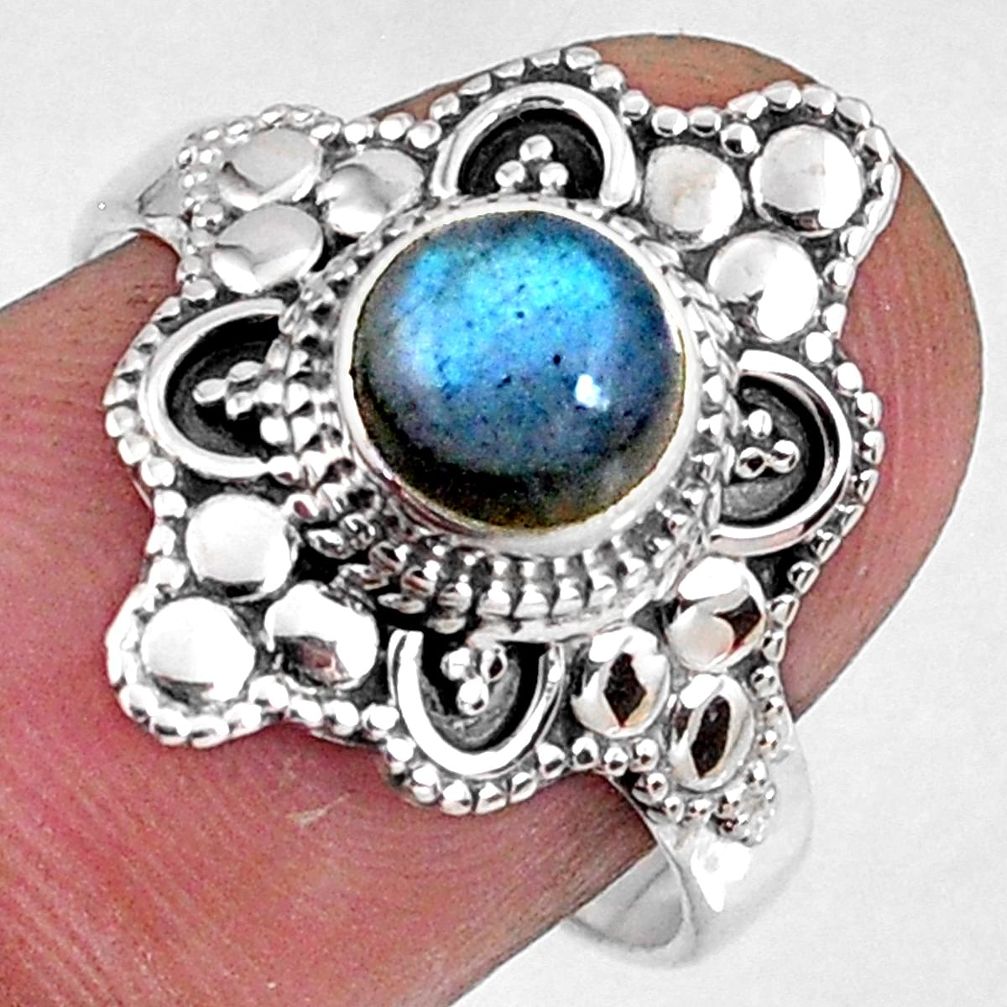 1.45cts natural blue labradorite 925 silver solitaire ring jewelry size 8 r61136