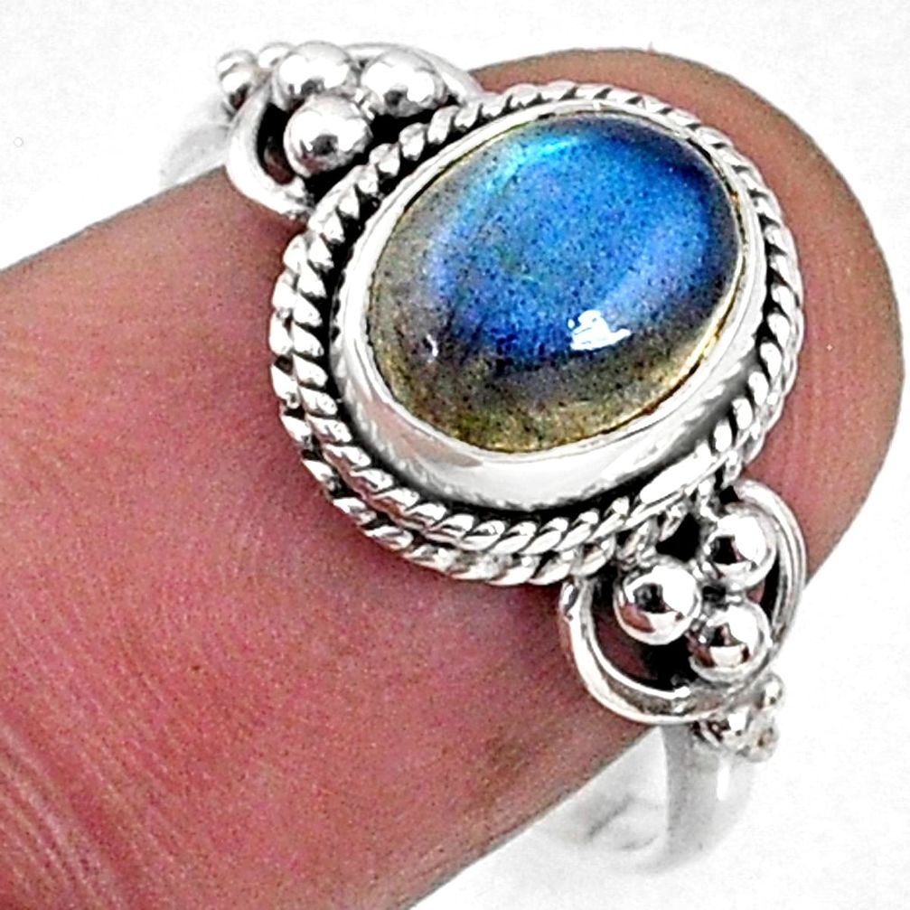 3.12cts natural blue labradorite 925 silver solitaire ring jewelry size 8 r64807