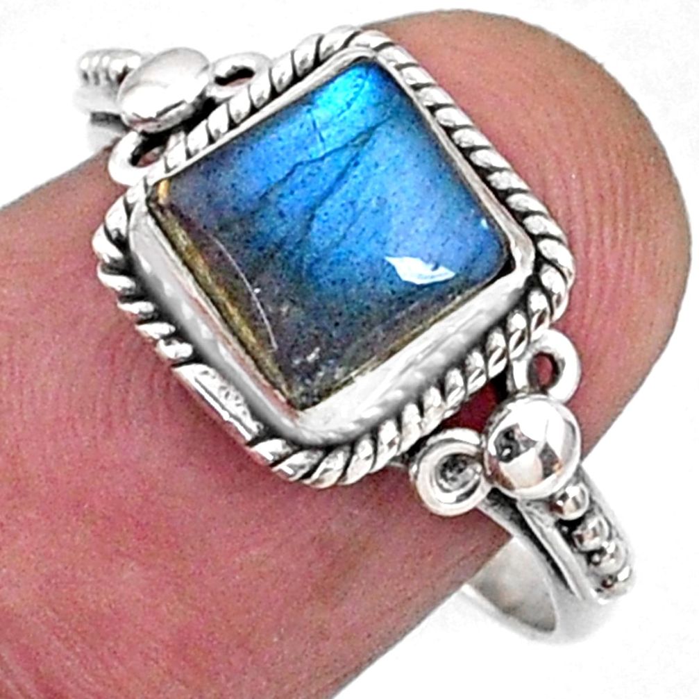 2.27cts natural blue labradorite 925 silver solitaire ring jewelry size 8 r64913