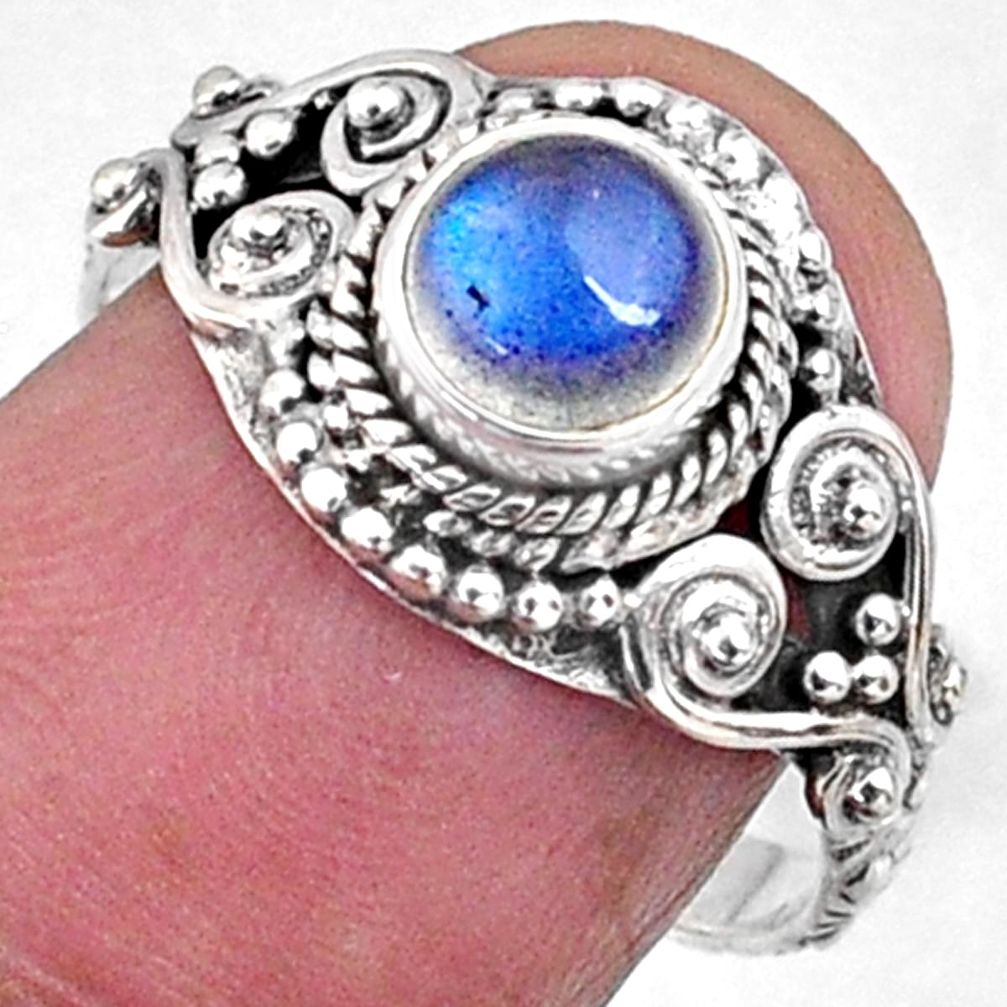 1.25cts natural blue labradorite 925 silver solitaire ring jewelry size 8 r64931