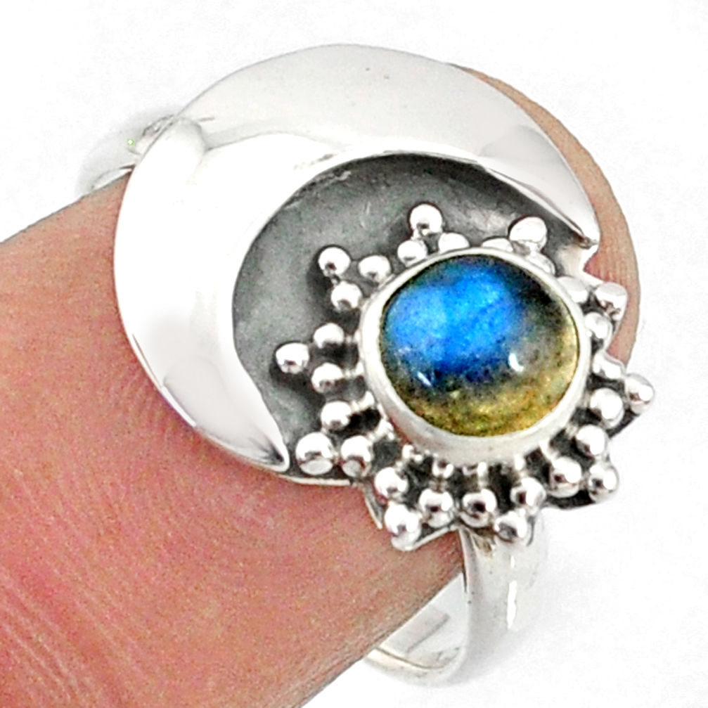 1.55cts natural blue labradorite 925 silver solitaire ring jewelry size 8 r67399